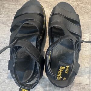 Dr. Martens Black Sandals with Yellow Stitching